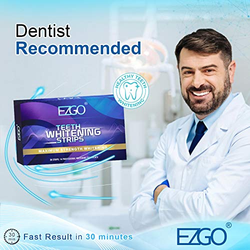 EZGO Teeth Whitening Strips, 28 Non-Sensitive White Strips Teeth Whitening Ki...
