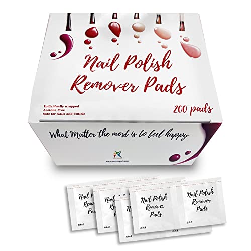 EZGOODZ Nail Polish Remover Pads Pack of 200 Nail Polish Remover Wipes, 2 ply...