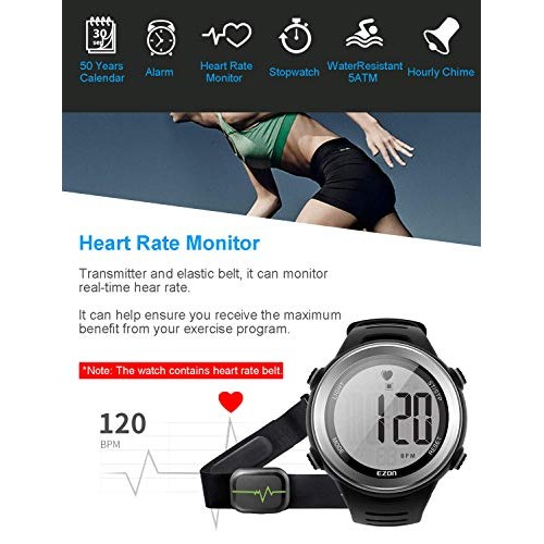 EZON Heart Rate Monitor and Chest Strap,Exercise Heart Rate Monitor,Sports Wa...
