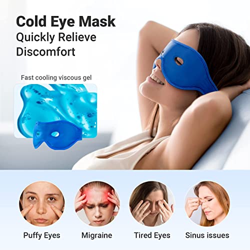 Gel Eye Mask Reusable Cooling Eye Mask with Eye Holes, Cold Eye Sleep Mask fo...