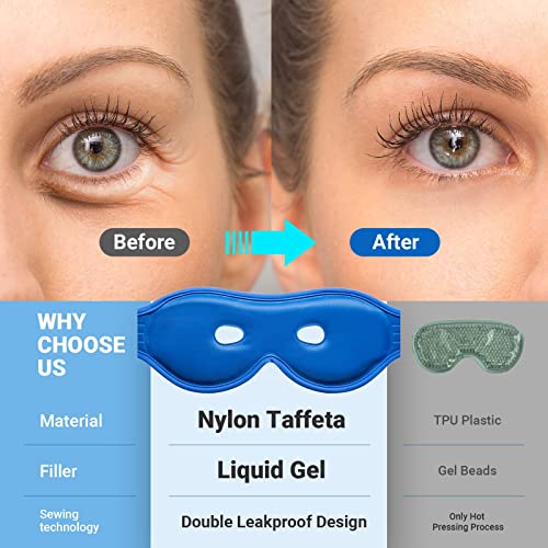 Gel Eye Mask Reusable Cooling Eye Mask with Eye Holes, Cold Eye Sleep Mask fo...