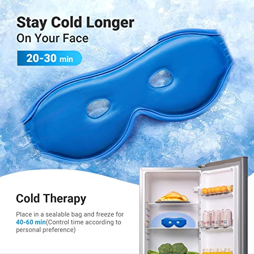 Gel Eye Mask Reusable Cooling Eye Mask with Eye Holes, Cold Eye Sleep Mask fo...