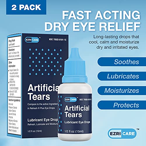 2 PK Artificial Tears Eye Drops for Dry Eyes - Extra Strong Moisturizing Lubr...