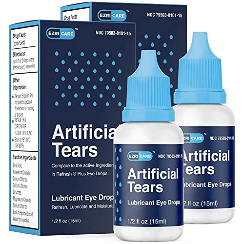 2 PK Artificial Tears Eye Drops for Dry Eyes - Extra Strong Moisturizing Lubr...