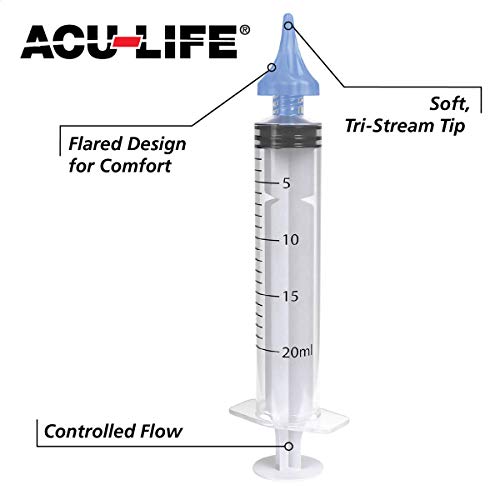 Acu-Life Ear and Ear Wax Cleaner for Humans Includes Syringe with Tri-Stream ...
