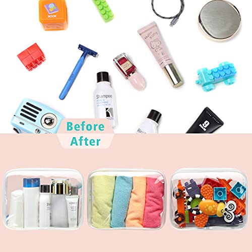 Clear Toiletry Bag, F-color 3 Pack TSA Approved Toiletry Bag Clear Makeup Bag...