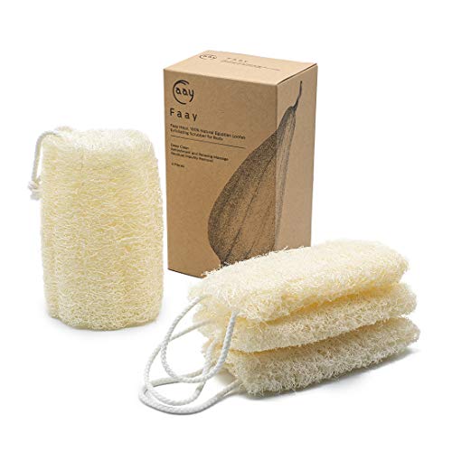 FAAY 4 Pcs Premium Natural Exfoliating Loofah Sponge: 6" Eco-friendly Unbleac...