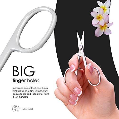 FABCARE curved nail scissors incl. pouch & e-book - innovative micro-serratio...