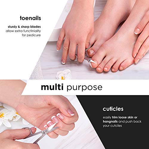 FABCARE curved nail scissors incl. pouch & e-book - innovative micro-serratio...