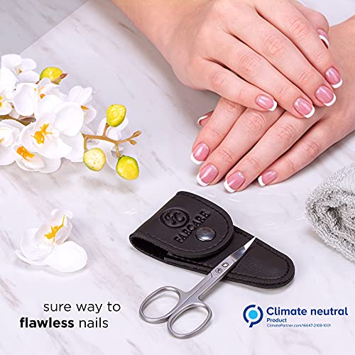 FABCARE curved nail scissors incl. pouch & e-book - innovative micro-serratio...