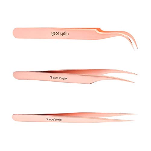 Facehigh Eyelash Extension Tweezers kit for Volume&Individual False Lashes Ex...