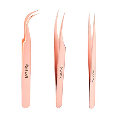 Facehigh Eyelash Extension Tweezers kit for Volume&Individual False Lashes Ex...