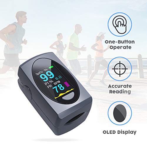 Pulse Oximeter Fingertip, Digital Blood Oxygen Saturation Monitor for Heart R...