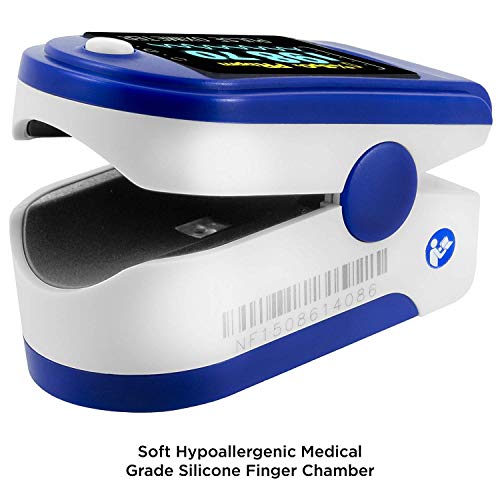 FaceLake FL350 Blue Pulse Oximeter with Carrying Case, Lanyard & Batteries