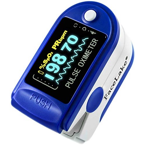FaceLake FL350 Blue Pulse Oximeter with Carrying Case, Lanyard & Batteries