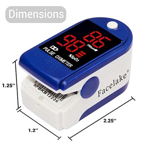 FaceLake ® FL400 Pulse Oximeter Fingertip with Carrying Case, Batteries, Lany...