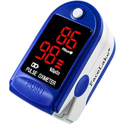 FaceLake ® FL400 Pulse Oximeter Fingertip with Carrying Case, Batteries, Lany...