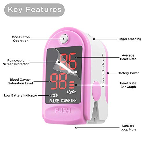 Facelake ® FL400P Pulse Oximeter with Carrying Case, Batteries, Neck/Wrist Co...