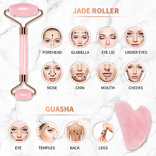 FACEMADE Gua Sha and Jade Roller, Gua Sha Massage Tool for Skin Care, Jade Ro...
