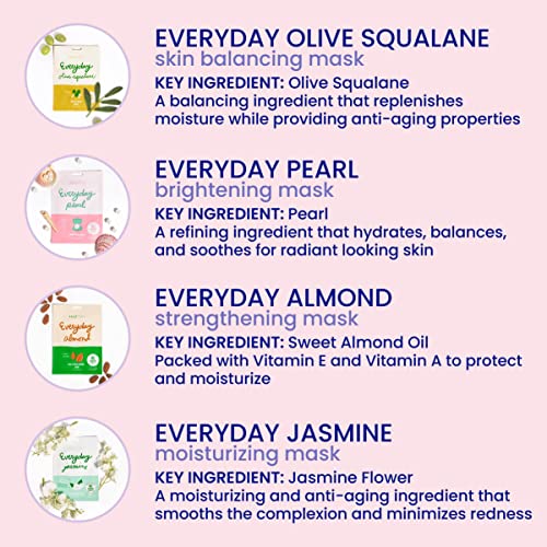 Everyday Set of 8 Sheet Masks (8 Pack Bundle) - Hydrating Essence Korean Shee...