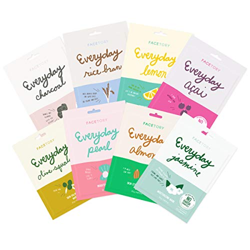 Everyday Set of 8 Sheet Masks (8 Pack Bundle) - Hydrating Essence Korean Shee...
