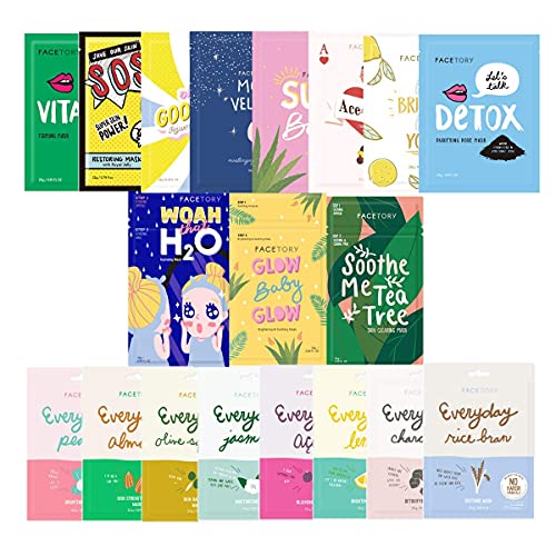 FaceTory 19 Facial Sheet Mask Collection - Korean Skin Care Sheet Mask Pack o...