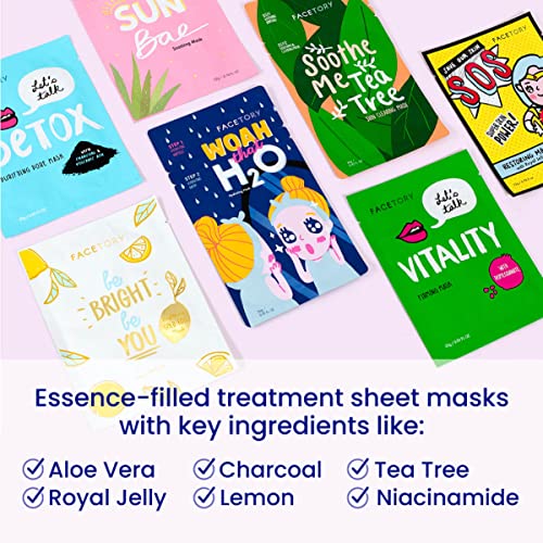 FaceTory Best of Seven Facial Masks Collection - Hydrate, Radiance Boost, Soo...