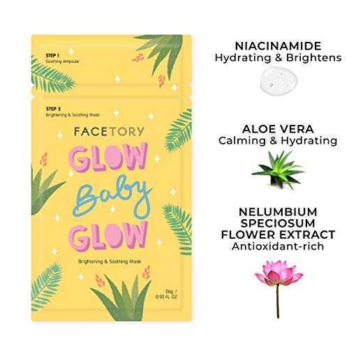 FaceTory Glow Baby Glow 2-Step Radiance Boosting Sheet Mask with Niacinamide ...