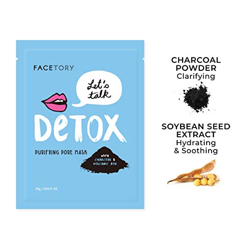 FaceTory Let's Talk, Detox Purifying Sheet Mask with Charcoal and Volcanic As...
