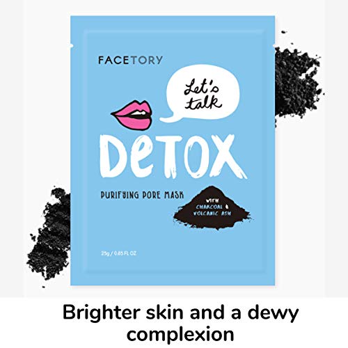 FaceTory Let's Talk, Detox Purifying Sheet Mask with Charcoal and Volcanic As...