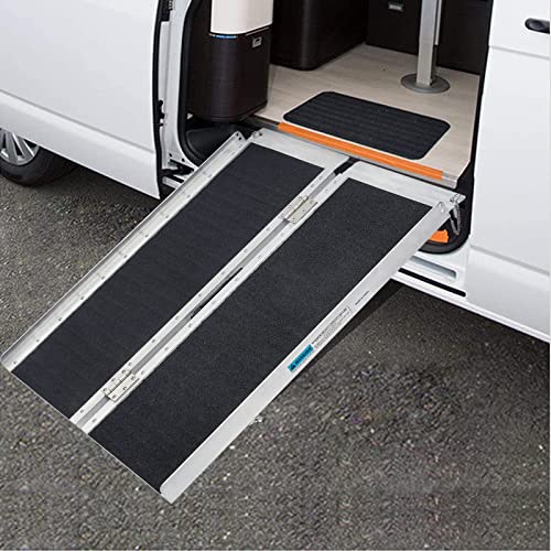 FACHNUO Wheelchair Ramp with Slip-Resistant Surface, Aluminum Foldable Portab...