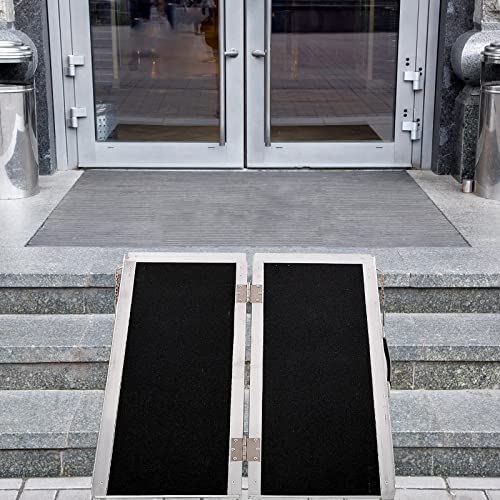 FACHNUO Wheelchair Ramp with Slip-Resistant Surface, Aluminum Foldable Portab...
