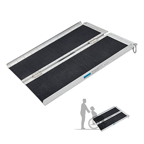 FACHNUO Wheelchair Ramp with Slip-Resistant Surface, Aluminum Foldable Portab...