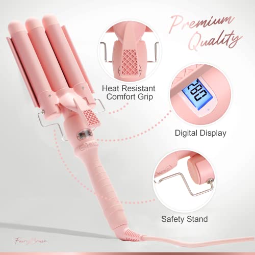 Large 3 Barrel Curling Iron, Triple Hair Waver & Crimper Wand for Beach Waves...