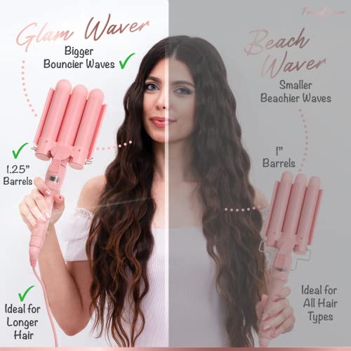 Large 3 Barrel Curling Iron, Triple Hair Waver & Crimper Wand for Beach Waves...