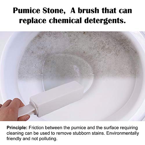 3 Pack Pumice Stone Toilet Bowl Clean Brush with Handle, Remove Toilet Bowl H...