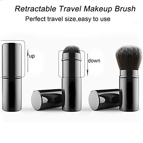 Falliny Retractable Kabuki Makeup Brush, Travel Face Blush Brush, Portable Po...