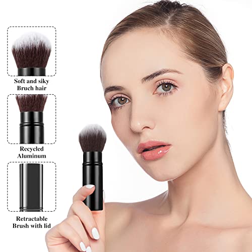 Falliny Retractable Kabuki Makeup Brush, Travel Face Blush Brush, Portable Po...