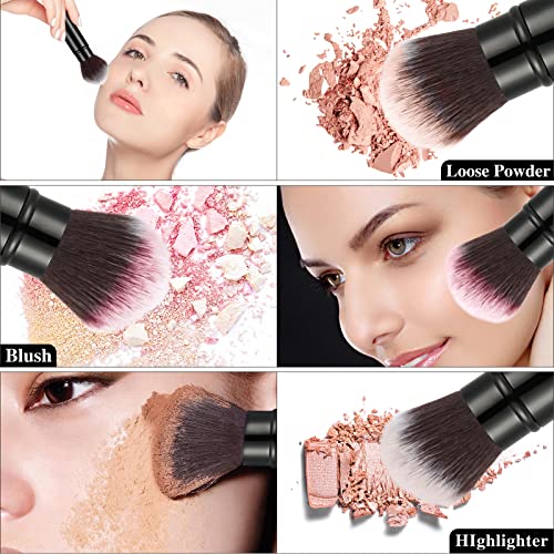Falliny Retractable Kabuki Makeup Brush, Travel Face Blush Brush, Portable Po...