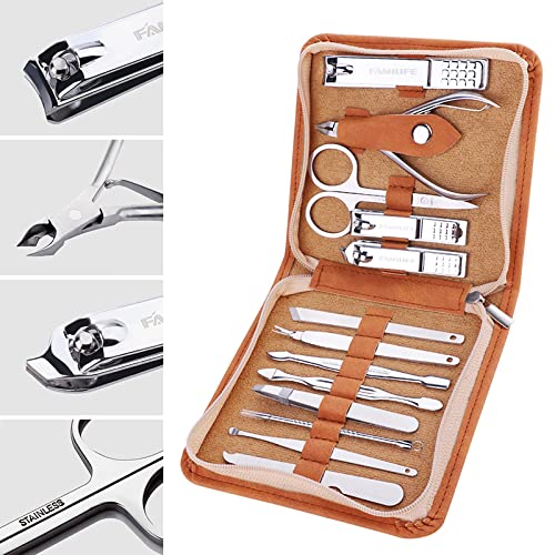 FAMILIFE F03 Manicure Set, Pedicure Kit Nail Clipper Set 13pcs Professional M...