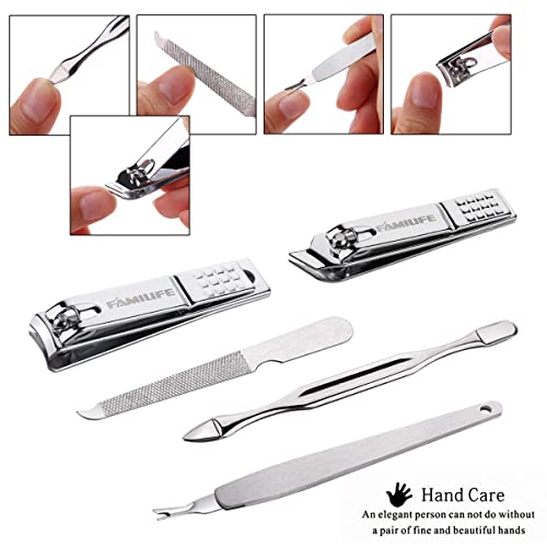 FAMILIFE F03 Manicure Set, Pedicure Kit Nail Clipper Set 13pcs Professional M...