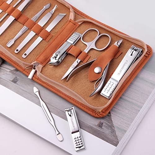 FAMILIFE F03 Manicure Set, Pedicure Kit Nail Clipper Set 13pcs Professional M...