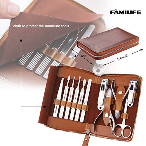 Manicure Set, FAMILIFE Professional Manicure Kit Nail Clippers Set 11 in 1 St...