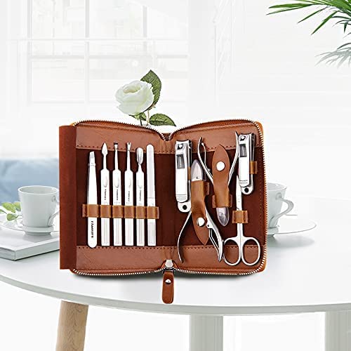 Manicure Set, FAMILIFE Professional Manicure Kit Nail Clippers Set 11 in 1 St...