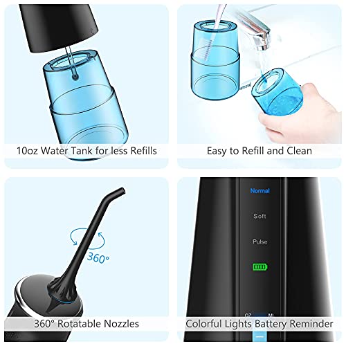 Water Flosser for Teeth, Cordless Professional Dental Oral Irrigator with 3 M...