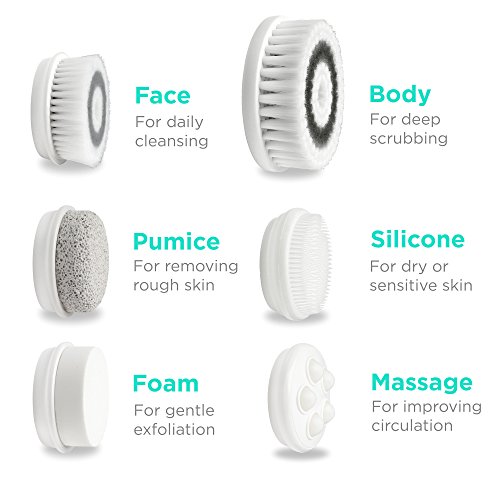 Fancii 7 in 1 Waterproof Electric Facial & Body Cleansing Brush Exfoliating K...