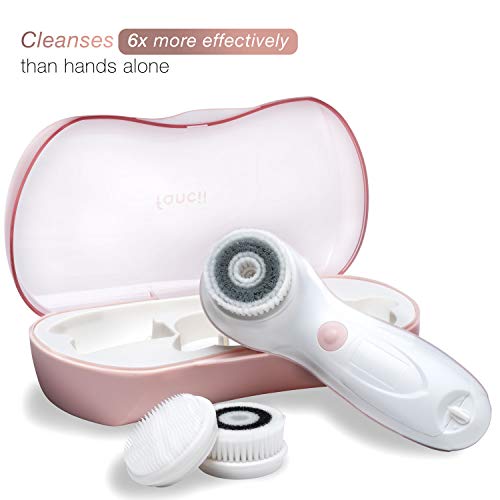 Waterproof Facial Cleansing Spin Brush Set with 3 Exfoliating Brush Heads - C...
