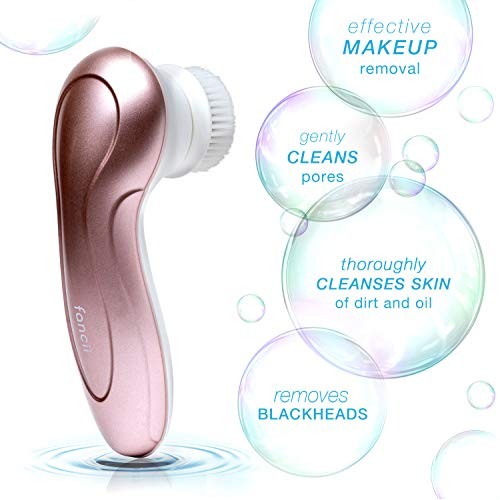 Waterproof Facial Cleansing Spin Brush Set with 3 Exfoliating Brush Heads - C...