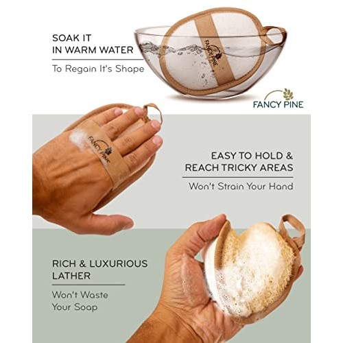 Fancy Pine Loofah Sponge - Natural Exfoliating Loofah Body Scrubber - Durable...