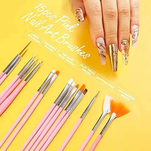 FANDAMEI Nail Art Kit, Nail Design Tools Kit with Nail Art Brushes, Nail Dott...